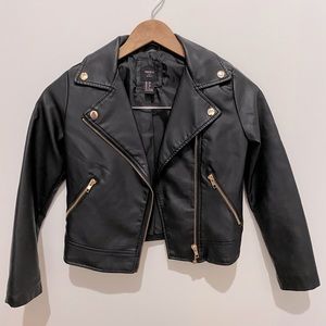 Forever 21 Girls Black Faux Leather Jacket (kids)
